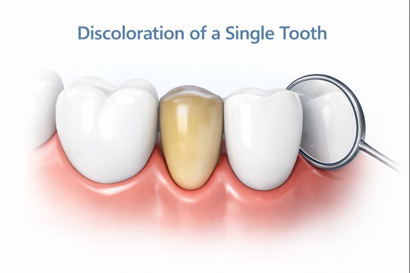 Discoloration of a Single Tooth